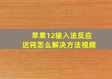 苹果12输入法反应迟钝怎么解决方法视频