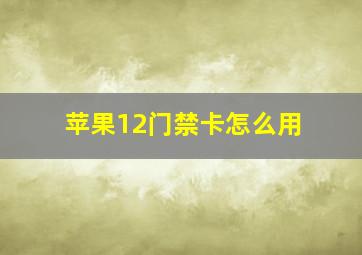 苹果12门禁卡怎么用