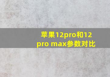 苹果12pro和12pro max参数对比