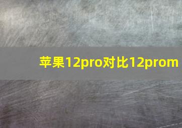 苹果12pro对比12prom