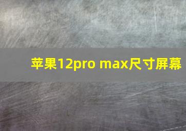 苹果12pro max尺寸屏幕