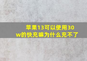 苹果13可以使用30w的快充嘛为什么充不了