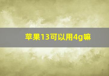 苹果13可以用4g嘛