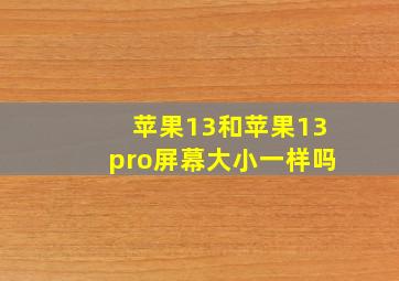 苹果13和苹果13pro屏幕大小一样吗