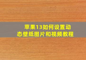 苹果13如何设置动态壁纸图片和视频教程