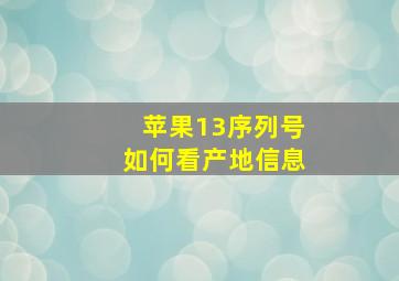 苹果13序列号如何看产地信息