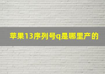 苹果13序列号q是哪里产的