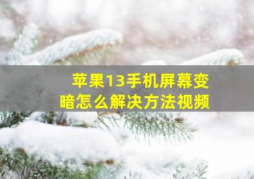 苹果13手机屏幕变暗怎么解决方法视频