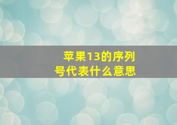 苹果13的序列号代表什么意思