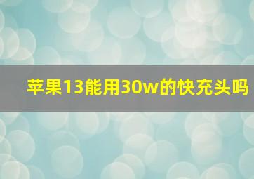 苹果13能用30w的快充头吗