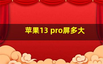 苹果13 pro屏多大