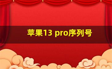 苹果13 pro序列号