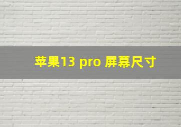 苹果13 pro 屏幕尺寸