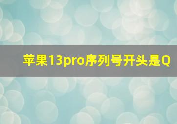 苹果13pro序列号开头是Q