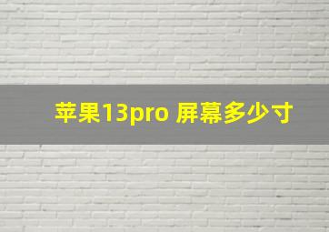 苹果13pro 屏幕多少寸