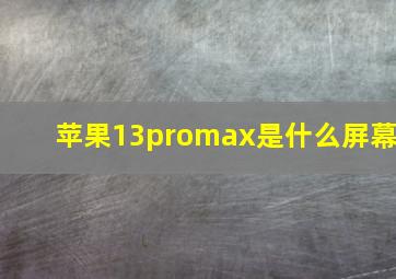 苹果13promax是什么屏幕