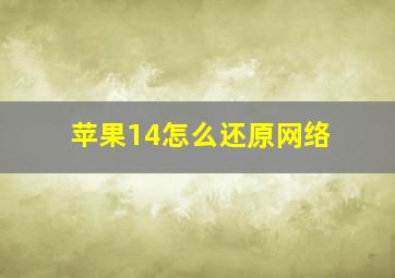 苹果14怎么还原网络