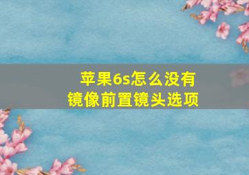 苹果6s怎么没有镜像前置镜头选项