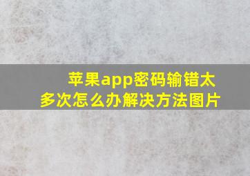 苹果app密码输错太多次怎么办解决方法图片