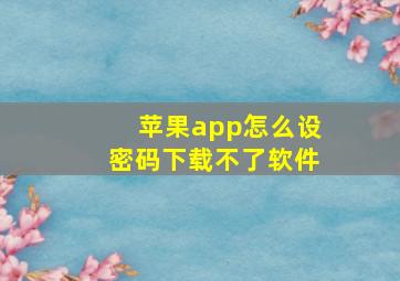 苹果app怎么设密码下载不了软件