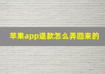 苹果app退款怎么弄回来的