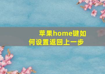 苹果home键如何设置返回上一步