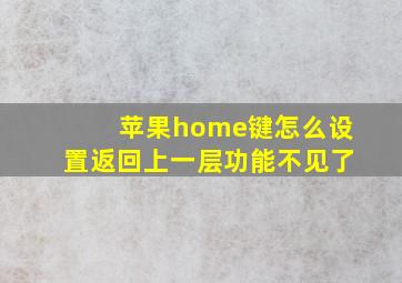 苹果home键怎么设置返回上一层功能不见了