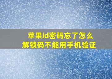 苹果id密码忘了怎么解锁码不能用手机验证