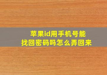 苹果id用手机号能找回密码吗怎么弄回来