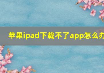 苹果ipad下载不了app怎么办