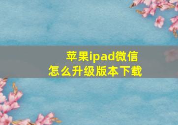 苹果ipad微信怎么升级版本下载