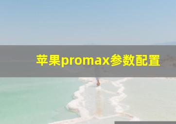 苹果promax参数配置