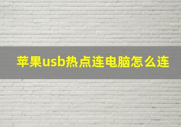 苹果usb热点连电脑怎么连