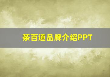 茶百道品牌介绍PPT