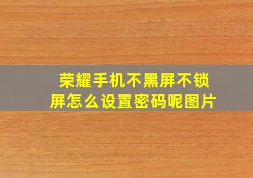 荣耀手机不黑屏不锁屏怎么设置密码呢图片