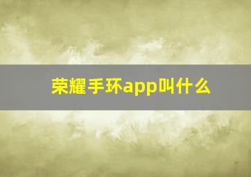 荣耀手环app叫什么