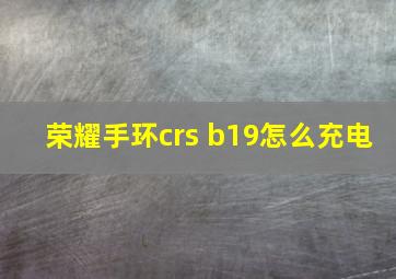 荣耀手环crs b19怎么充电