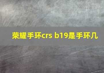 荣耀手环crs b19是手环几