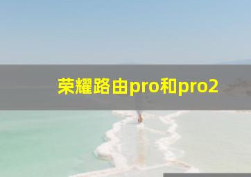 荣耀路由pro和pro2