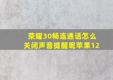 荣耀30畅连通话怎么关闭声音提醒呢苹果12