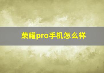 荣耀pro手机怎么样