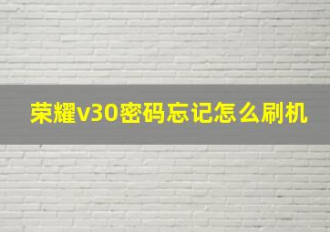 荣耀v30密码忘记怎么刷机