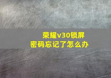 荣耀v30锁屏密码忘记了怎么办