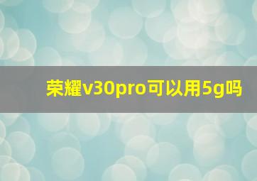 荣耀v30pro可以用5g吗