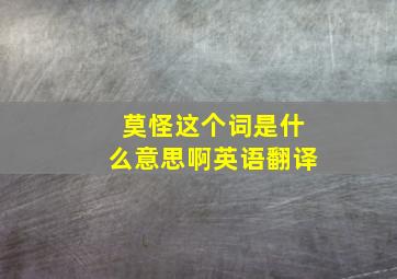 莫怪这个词是什么意思啊英语翻译