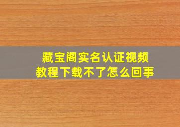 藏宝阁实名认证视频教程下载不了怎么回事