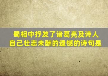 蜀相中抒发了诸葛亮及诗人自己壮志未酬的遗憾的诗句是