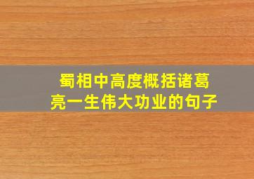 蜀相中高度概括诸葛亮一生伟大功业的句子