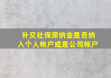 补交社保滞纳金是否纳入个人帐户或是公司帐户