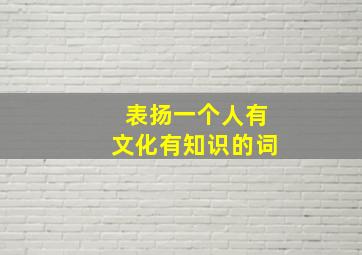 表扬一个人有文化有知识的词